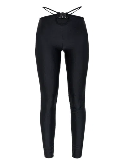 Versace Jeans Couture Logo-plaque Leggings In Black