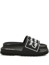 Versace Jeans Couture Black Logo Shelly Pool Slides In Black