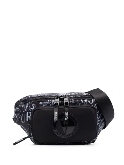Versace Jeans Couture Logo-print Belt Bag In Black/grey