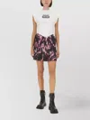 Versace Jeans Couture Logo Print Cap Sleeve Top With Pleated Skirt