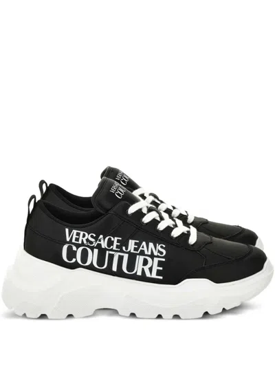 Versace Jeans Couture Logo-print Chunky Trainers In Black