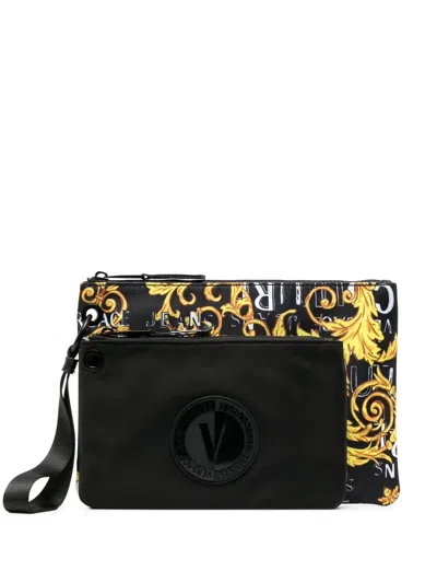 Versace Jeans Couture Barocco Logo Clutch Bag In Multi