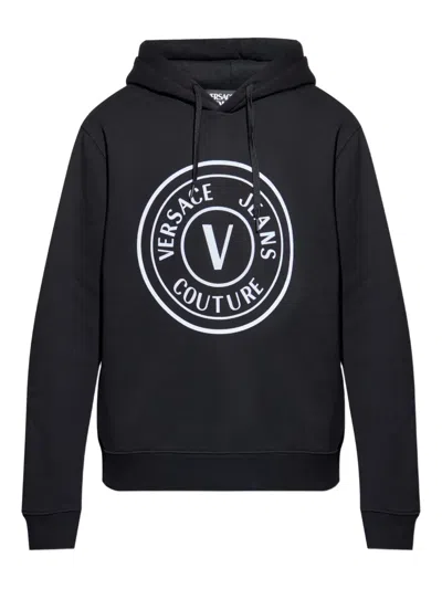 Versace Jeans Couture Versace Jeans Sweatshirt With Laminated Logo In Black