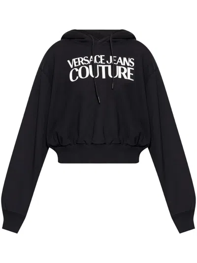 Versace Jeans Couture Women's Logo Drop Shoulder Hoodie In Black
