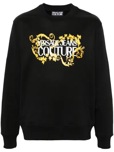 Versace Jeans Couture Logo-print Cotton Sweatshirt In Black