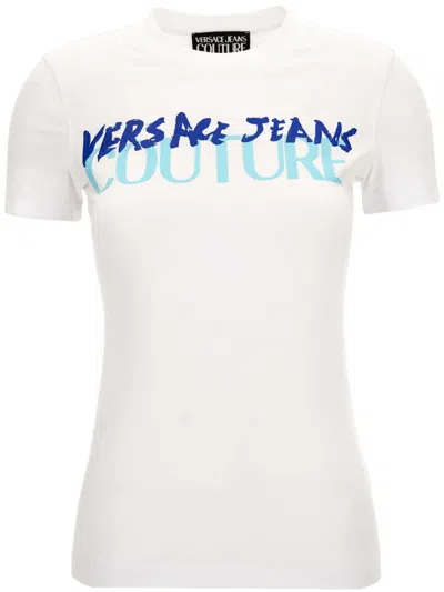 Versace Jeans Couture T-shirt Mit Logo-print In Weiss