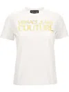 Versace Jeans Couture Metallic Logo Crew Neck T-shirt In White
