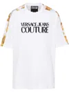 Versace Jeans Couture Oversized T-shirt With Bold Logo And Intricate Patterned Sleeves In White