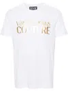 Versace Jeans Couture White Cotton T-shirt With Gold Lettering In White