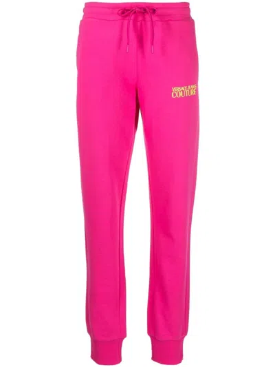 Versace Jeans Couture Logo-print Cotton Track Pants In Rosa