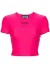 Versace Jeans Couture Logo-print Cropped T-shirt In Purple
