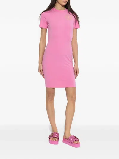Versace Jeans Couture Logo-print Day Dress In Pink