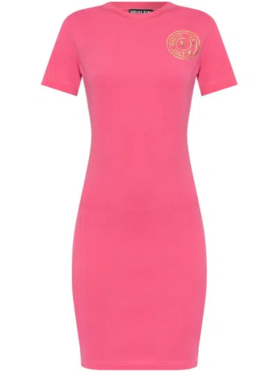 Versace Jeans Couture Logo-print Dress In 粉色