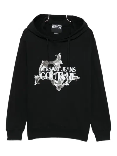 Versace Jeans Couture Logo-print Hoodie In Black
