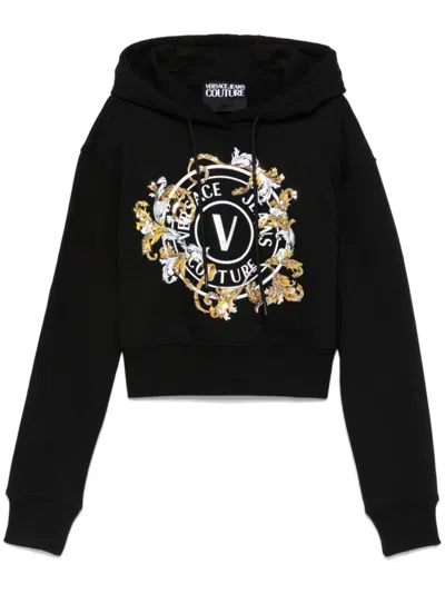 Versace Jeans Couture Logo-print Hoodie In Black