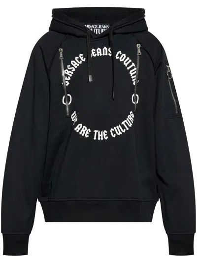 Versace Jeans Couture Logo-print Hoodie In Black