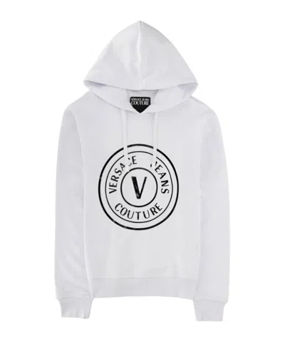 Versace Jeans Couture Logo Print Hoodie In White