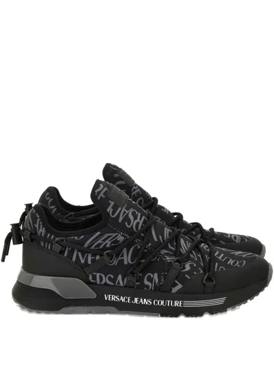 Versace Jeans Couture Logo-print Lace-up Sneakers In Black