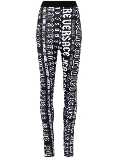 Versace Jeans Couture Logo-print Leggings In Black