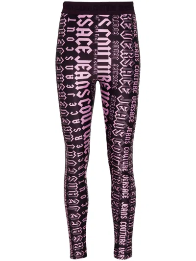 Versace Jeans Couture Logo-print Leggings In Pink