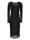 Versace Jeans Couture Logo-print Long-sleeve Midi Dress In Black
