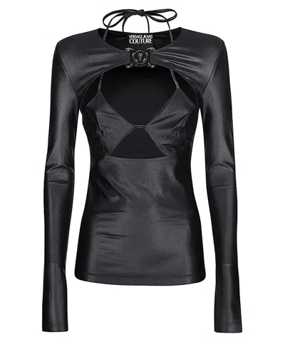 VERSACE JEANS COUTURE LOGO PRINT LONG SLEEVE TOP