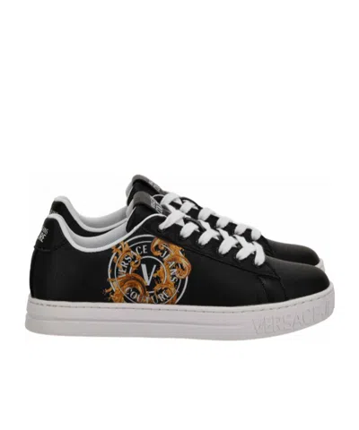 Versace Jeans Couture Logo Print Low-top Sneakers In Black