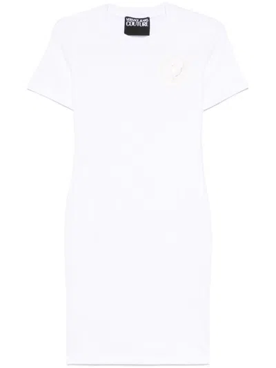 Versace Jeans Couture Logo-print Mini Dress In White