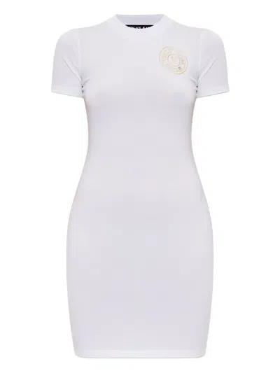 Versace Jeans Couture Logo-print Mini Dress In White