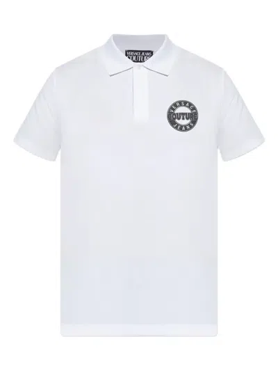 Versace Jeans Couture Logo Polo Shirt Short Sleeves In White