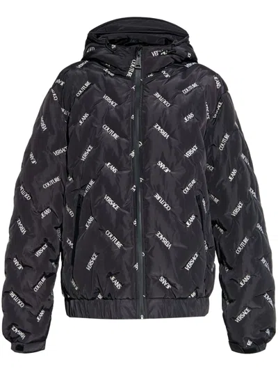 Versace Jeans Couture Logo-print Puffer Jacket In Black