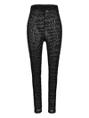 Versace Jeans Couture Monogram Leggings With A Velvety Finish In Black