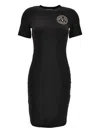 Versace Jeans Couture Logo-print Short-sleeve Midi Dress In Black
