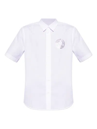 Versace Jeans Couture Logo-print Short-sleeve Shirt In White