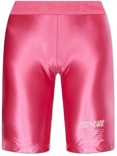 Versace Jeans Couture Logo-print Shorts In Pink