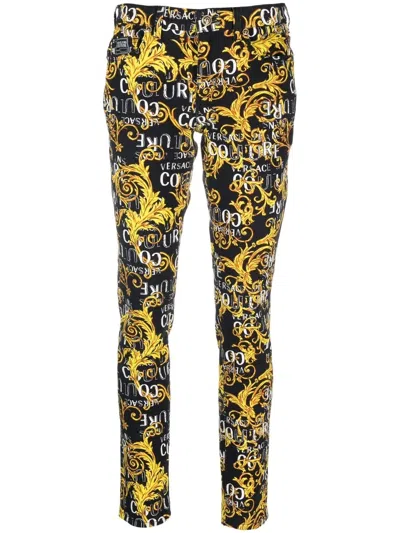 Versace Jeans Couture Logo-print Skinny Jeans In 黑色