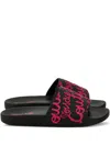 Versace Jeans Couture Logo-print Slides In Black