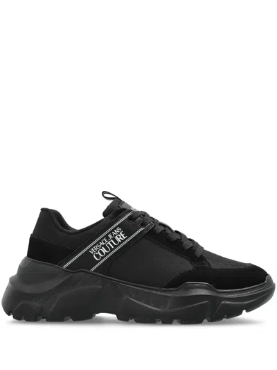 Versace Jeans Couture Logo-print Sneakers In 黑色