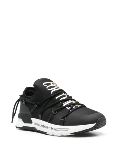 Versace Jeans Couture Logo-print Sneakers In Black