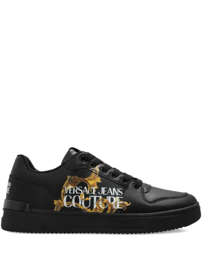 Versace Jeans Couture Logo-print Sneakers In Black