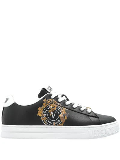Versace Jeans Couture Logo-print Sneakers In Black