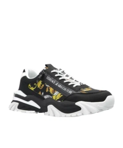 Versace Jeans Couture Logo Print Sneakers In Black
