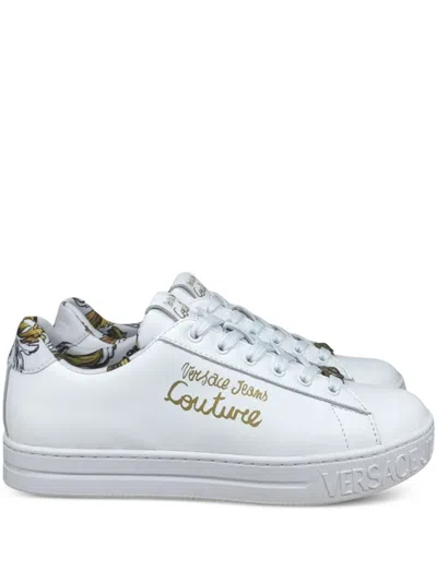 Versace Jeans Couture Sneakers Mit Logo-print In Weiss