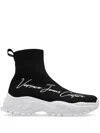 Versace Jeans Couture Logo-print High-top Sneakers In Black