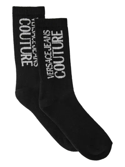 Versace Jeans Couture Logo-print Socks In Black