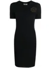 Versace Jeans Couture Black V-emblem Minidress In Black