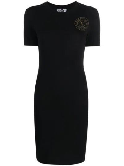 VERSACE JEANS COUTURE LOGO-PRINT STRETCH-COTTON DRESS