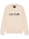Versace Jeans Couture Beige Cotton Crewneck Sweatshirt With Logo In Neutrals