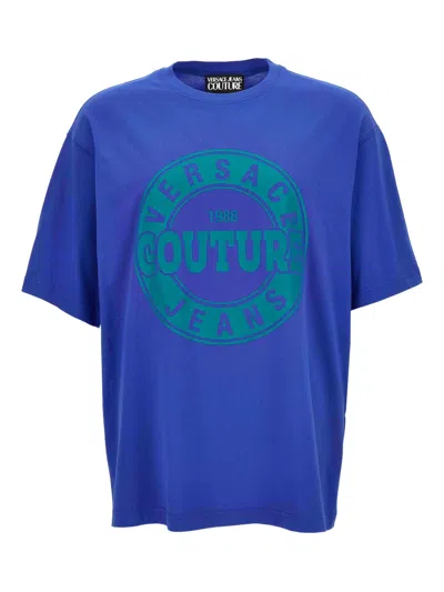 Versace Jeans Couture Logo-print T-shirt In Blue