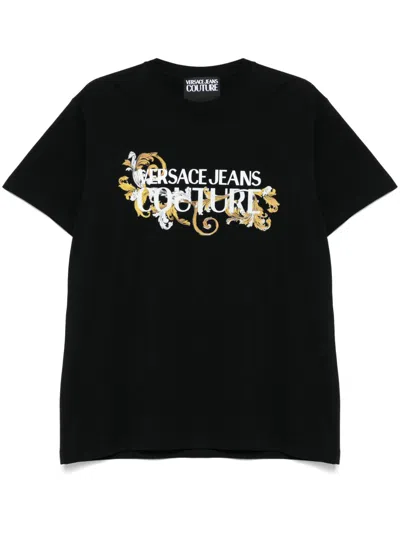 Versace Jeans Couture Sweatshirt With Baroque Outline Logo In Black